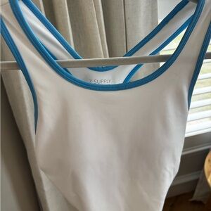 Z Supply Active White Tank with Blue Trim